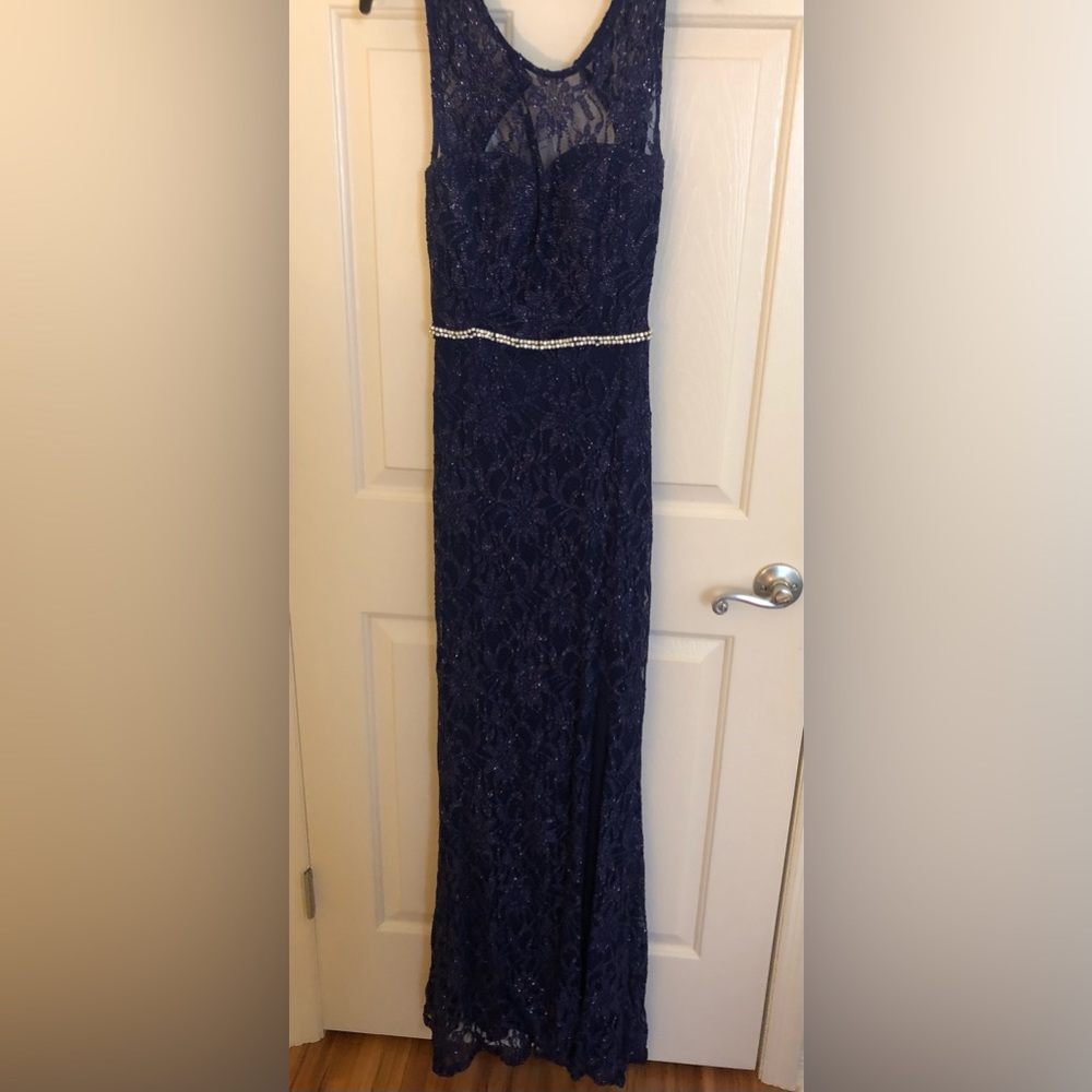 Jodi Kristopher Navy Lace Formal Dress - Size 5